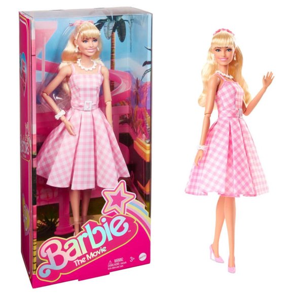 Barbie The Movie Collectible Doll Margot Robbie as Barbie Pink Gingham Dress NIB - Picture 1 of 6